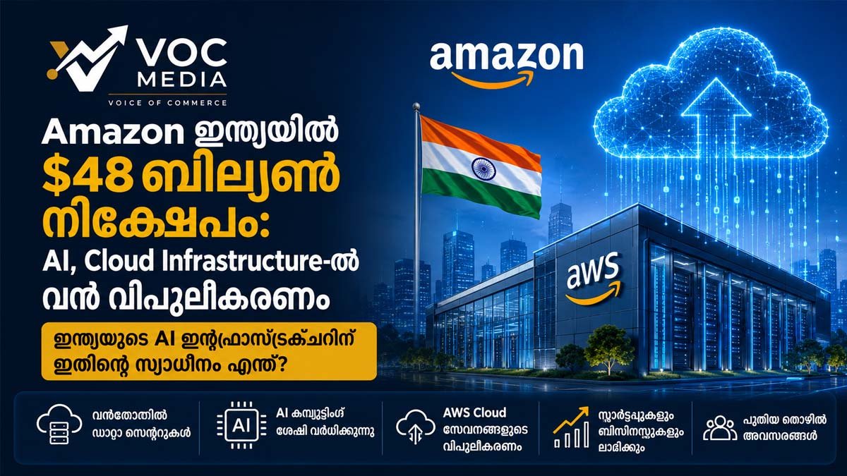 Amazon ഇന്ത്യയിൽ 48 ബില്യൺ ഡോളർ നിക്ഷേപം: AI, Cloud Infrastructure രംഗത്ത് വൻ വികസനത്തിന് തുടക്കം