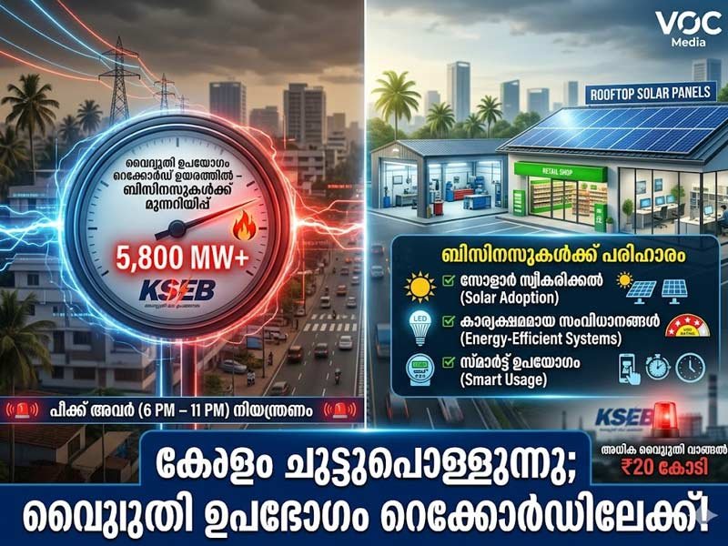 കേരളം ചുട്ടുപൊള്ളുന്നു;  ബിസിനസുകൾക്ക് 'ഷോക്കടിക്കുമോ'? വൈദ്യുതി ഉപഭോഗം റെക്കോർഡിലേക്ക്!