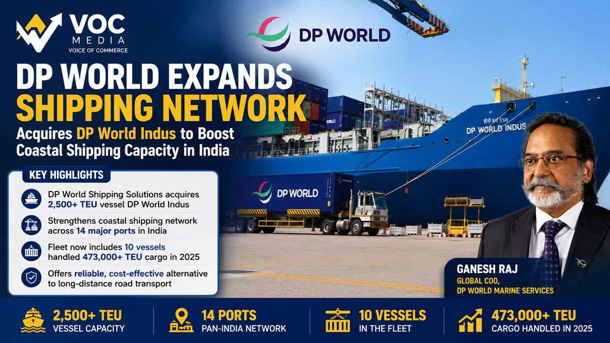 ഇന്ത്യയിലെ തീരദേശ ചരക്ക് ഗതാഗതം ശക്തമാക്കി DP World; 2,500+ TEU ശേഷിയുള്ള ‘DP World Indus’ കപ്പൽ ഫ്ലീറ്റിൽ