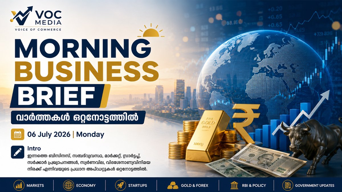 Morning Business Brief | വാർത്തകൾ ഒറ്റനോട്ടത്തിൽ: വിപണി, സ്വർണം, RBI, സ്റ്റാർട്ടപ്പുകൾ, ഇന്നത്തെ പ്രധാന ബിസിനസ് അപ്ഡേറ്റുകൾ