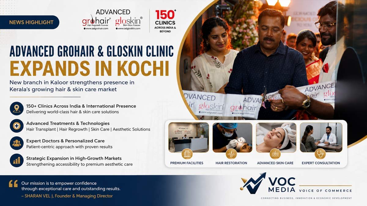 കൊച്ചിയിൽ പ്രവർത്തനം വ്യാപിപ്പിച്ച് Advanced GroHair & GloSkin Clinic; കലൂരിൽ പുതിയ ശാഖ
