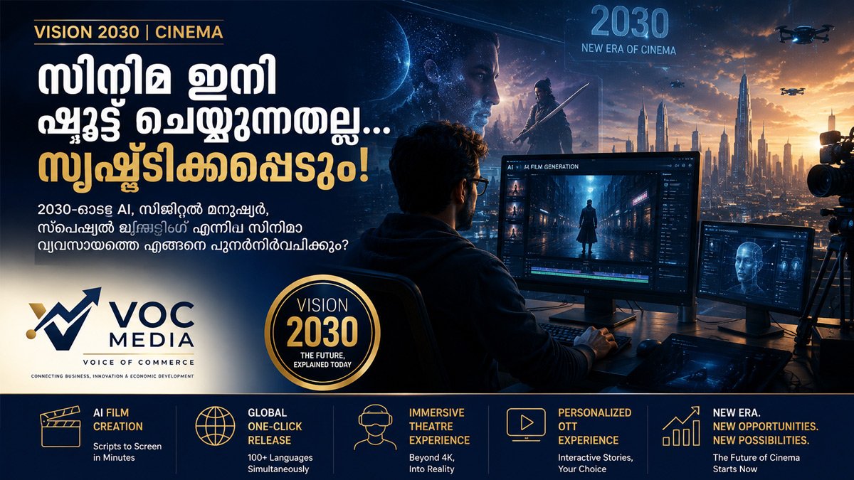 VISION 2030 | CINEMA.സിനിമ ഇനി മാറും, തിയേറ്ററുകളും! 2030-ഓടെ സിനിമാ നിർമ്മാണവും റിലീസും AI കൈപ്പിടിയിലൊതുക്കുമ്പോൾ