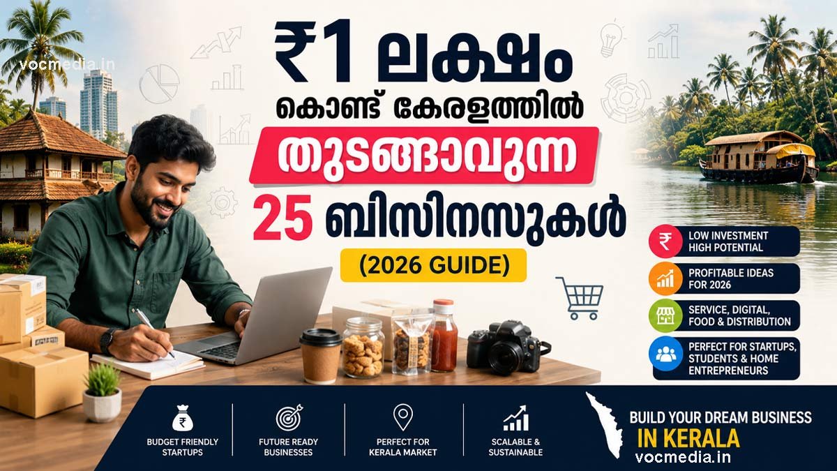 ₹1 ലക്ഷം കൊണ്ട് കേരളത്തിൽ തുടങ്ങാവുന്ന 25 ബിസിനസുകൾ (2026 Guide)