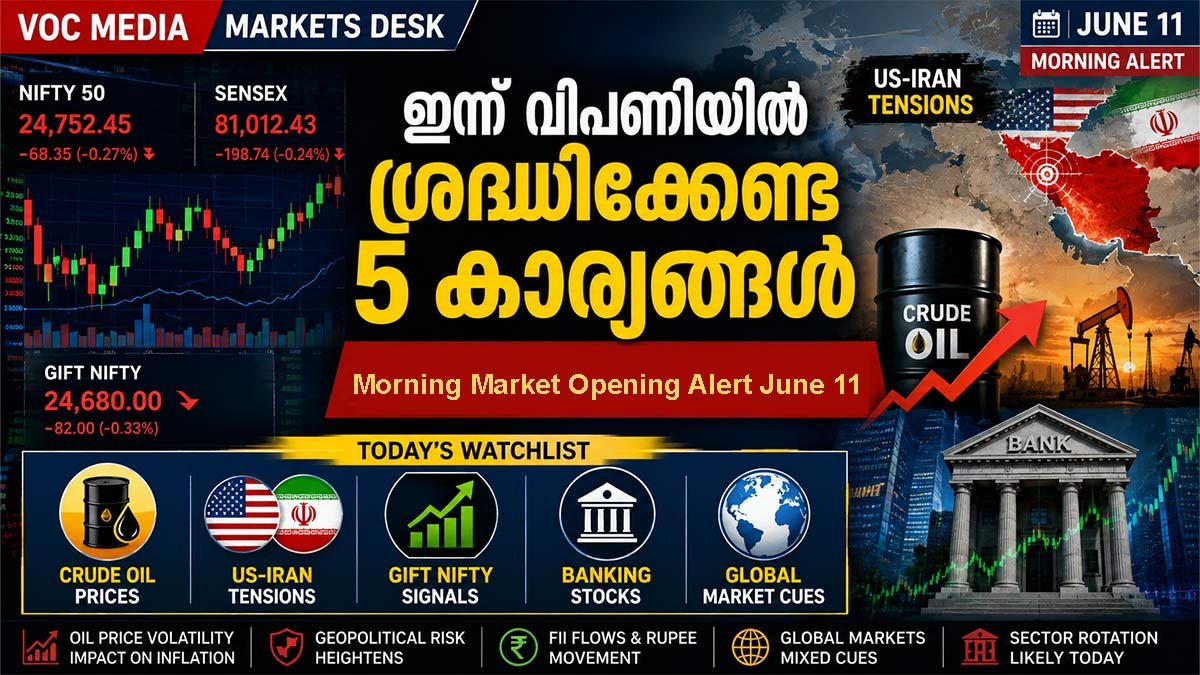 എണ്ണവില, അമേരിക്ക–ഇറാൻ സംഘർഷം, GIFT Nifty; ഇന്ന് വിപണിയിൽ ശ്രദ്ധിക്കേണ്ട 5 കാര്യങ്ങൾ