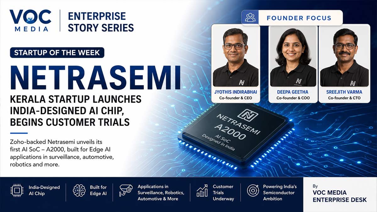 സ്റ്റാർട്ടപ്പ് ഓഫ് ദ വീക്ക്: കേരളത്തിന്റെ Netrasemi ഇന്ത്യയിൽ രൂപകൽപ്പന ചെയ്ത AI ചിപ്പ് പുറത്തിറക്കി; കസ്റ്റമർ ട്രയലുകൾ ആരംഭിച്ചു