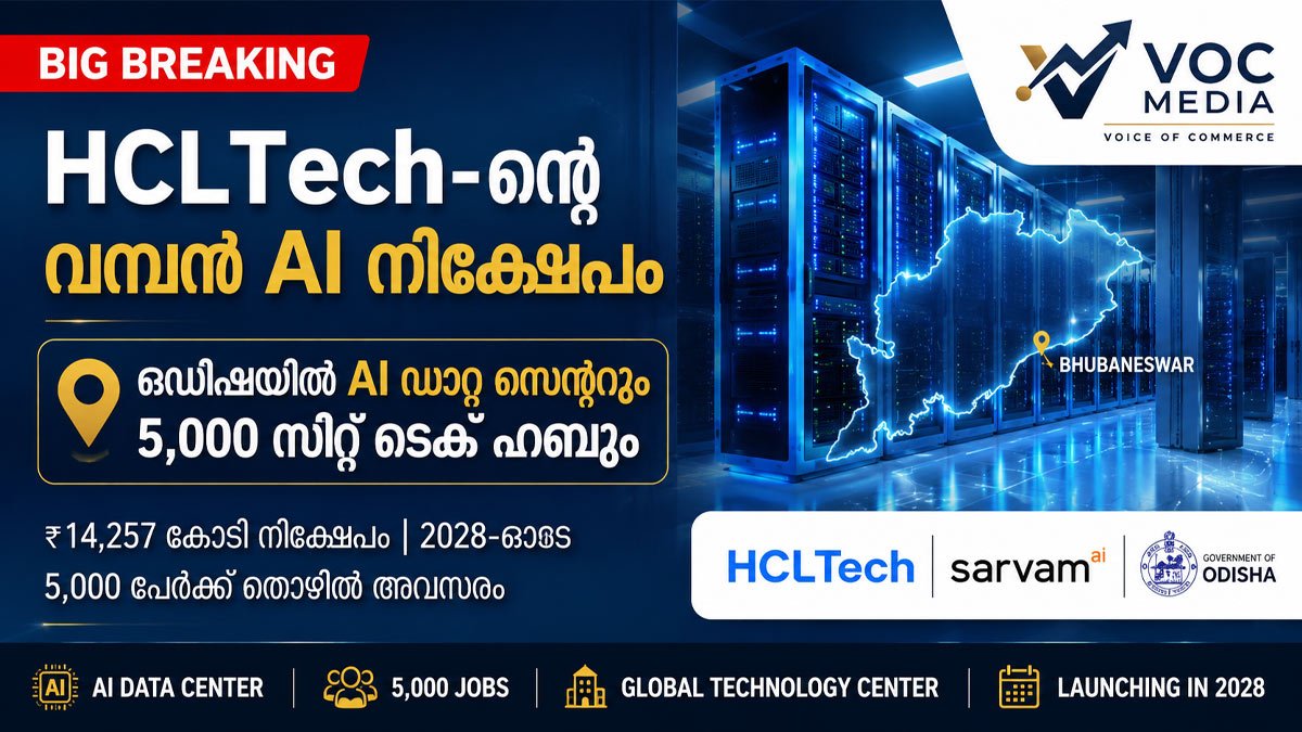 HCLTech-ന്റെ ₹14,257 കോടി AI നിക്ഷേപം; ഒഡീഷയിൽ AI ഡാറ്റ സെന്ററും 5,000 സീറ്റ് ടെക് ഹബും